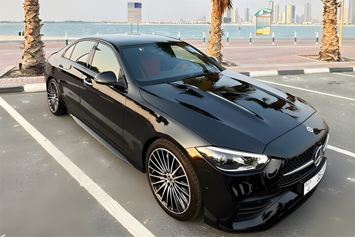 Rent Mercedes C200 Black in Dubai